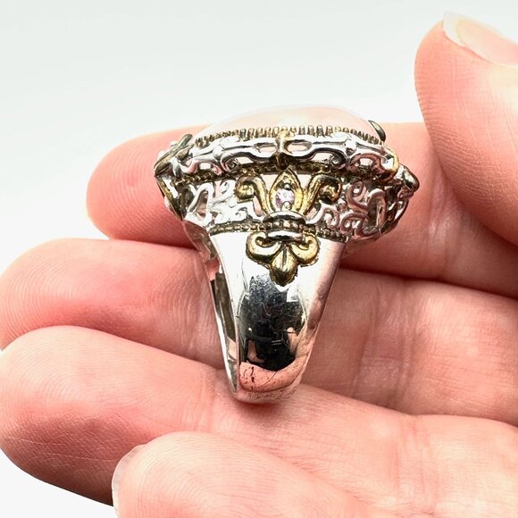 Michael Valitutti Ring Pink Gemstone Heart Sterling Silver Gold Size 6 - Picture 3 of 4